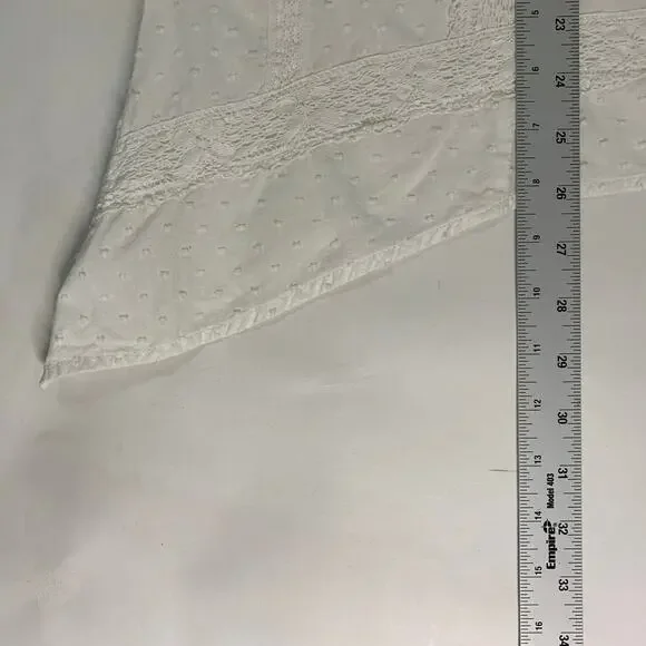 Sundance L Womens White Lace Swiss Dot Tunic Peasant Top Relaxed Whimsy - Picture 7 of 7